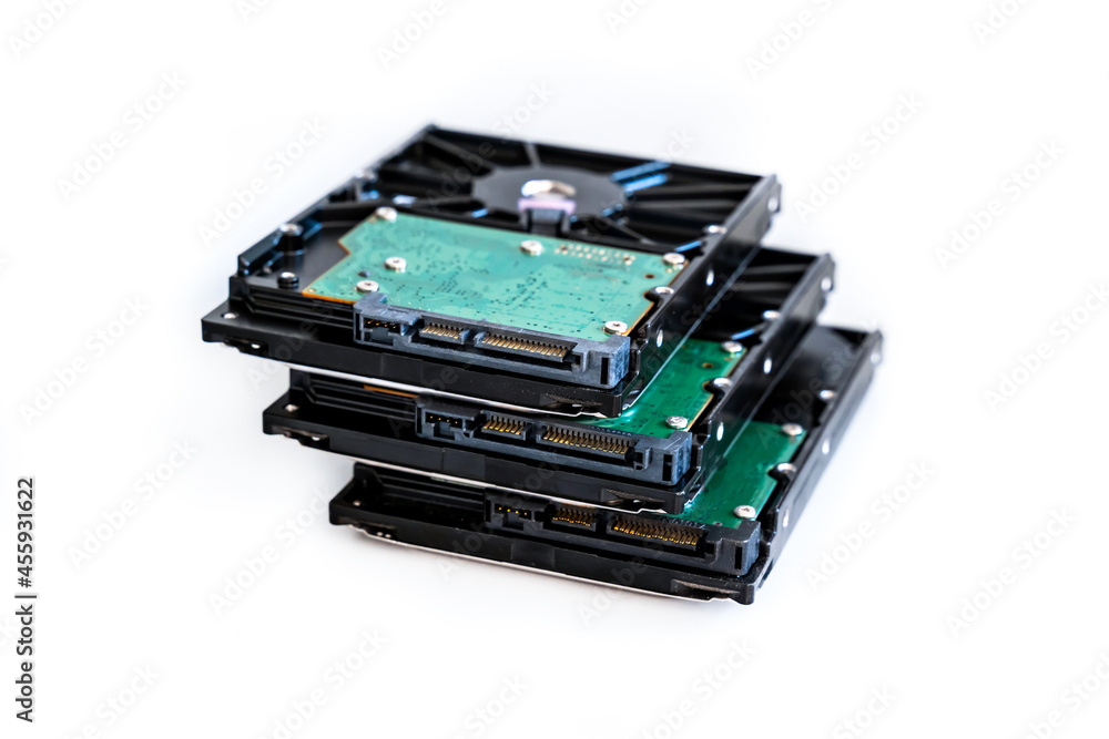 hdd disk with green microchip data storage, database creation hdd disk with green microchip data storage, database creation