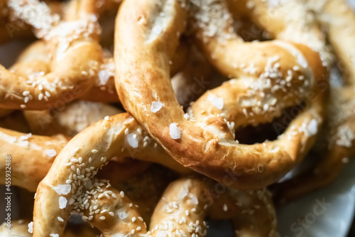 pretzel with coarse salt close-up oktoberfest symbol