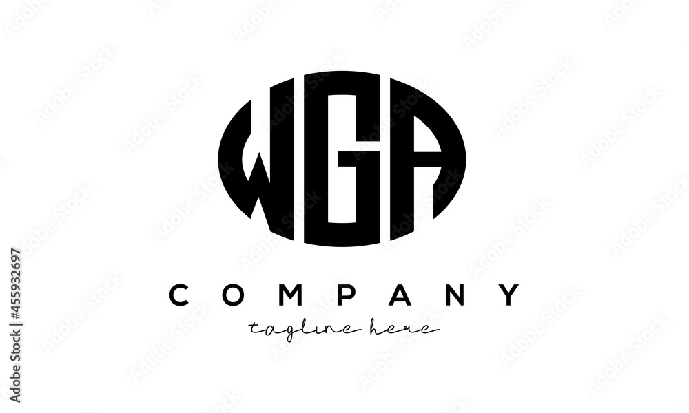 WGA three Letters creative circle logo design WGA three Letters creative circle logo design