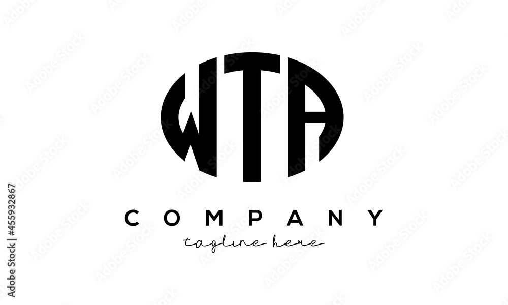 WTA three Letters creative circle logo design WTA three Letters creative circle logo design
