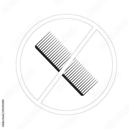 Comb hair comb sign. Avoid to brush hair symbol.
