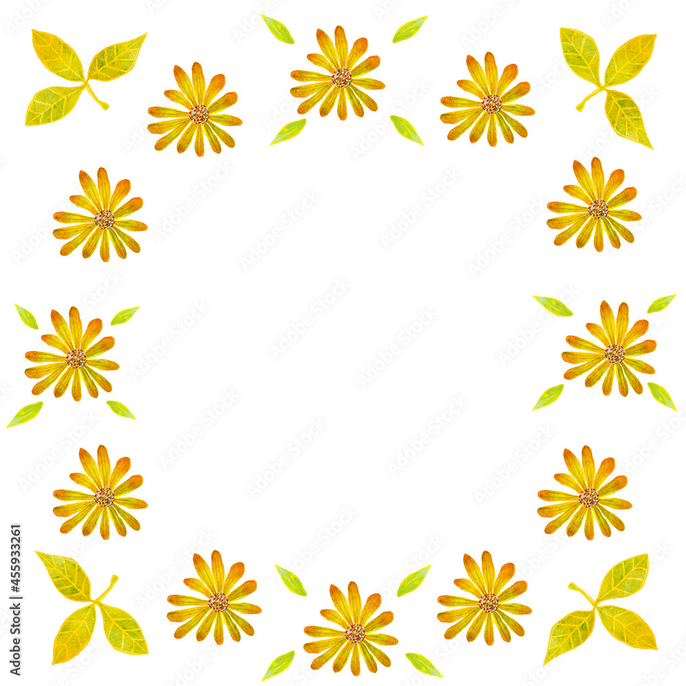 Handwritten watercolor greeting card of cute flowers Handwritten watercolor greeting card of cute flowers