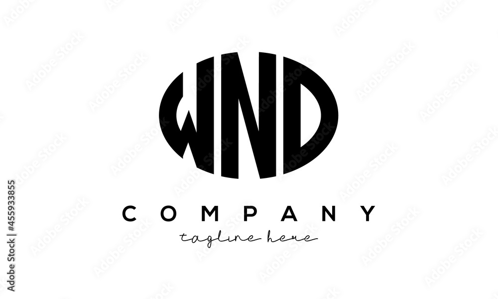WND three Letters creative circle logo design WND three Letters creative circle logo design