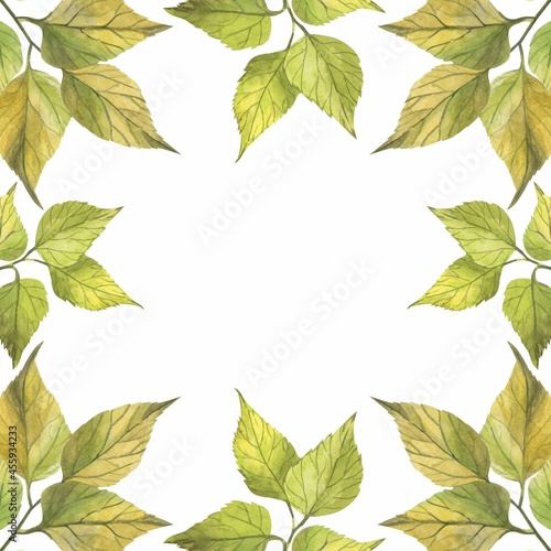 Autumn leaves in watercolor style. Beautiful frames with various autumn leaves Can be used on invitations, notebooks, books, photos