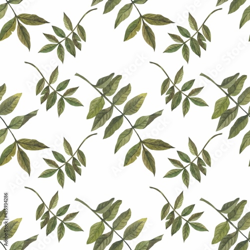 Autumn leaves in watercolor style. A beautiful seamless pattern with various autumn leaves Can be used as a background template for wallpaper, printing on fabrics, typography, paper.