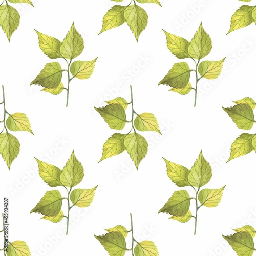 Autumn leaves in watercolor style. A beautiful seamless pattern with various autumn leaves Can be used as a background template for wallpaper, printing on fabrics, typography, paper.