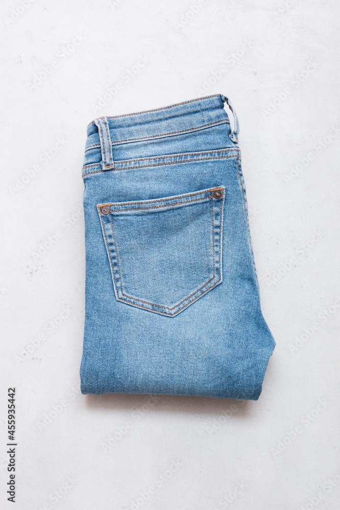 Light jeans on a white background. Light jeans on a white background.