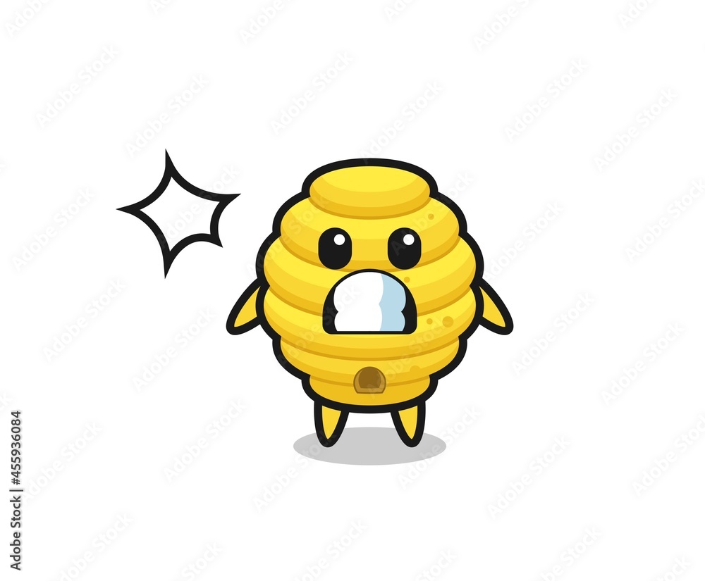 bee hive character cartoon with shocked gesture bee hive character cartoon with shocked gesture