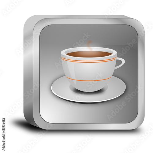 Button with a Cup of Coffee - 3D illustration