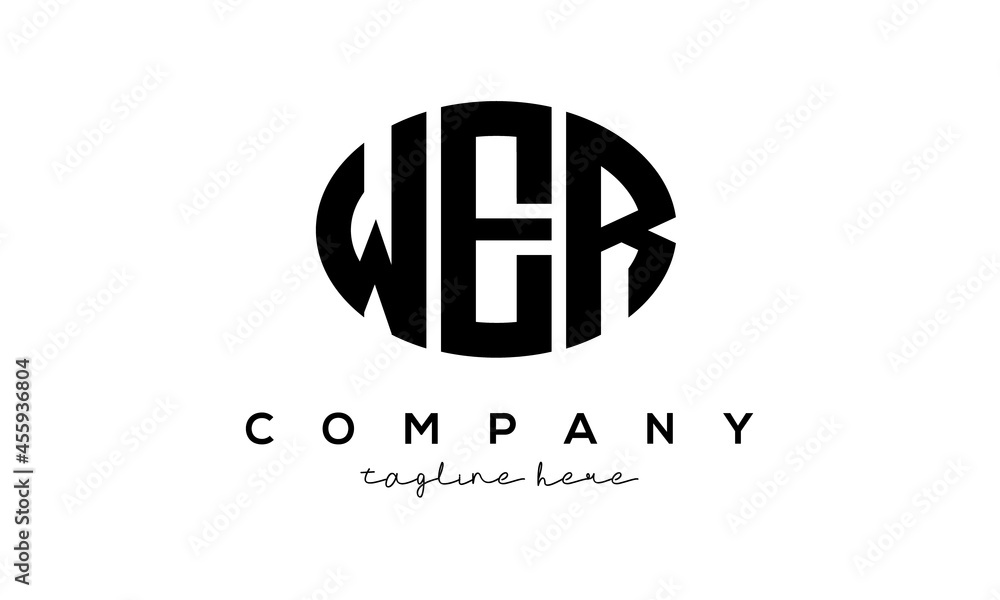 WER three Letters creative circle logo design WER three Letters creative circle logo design
