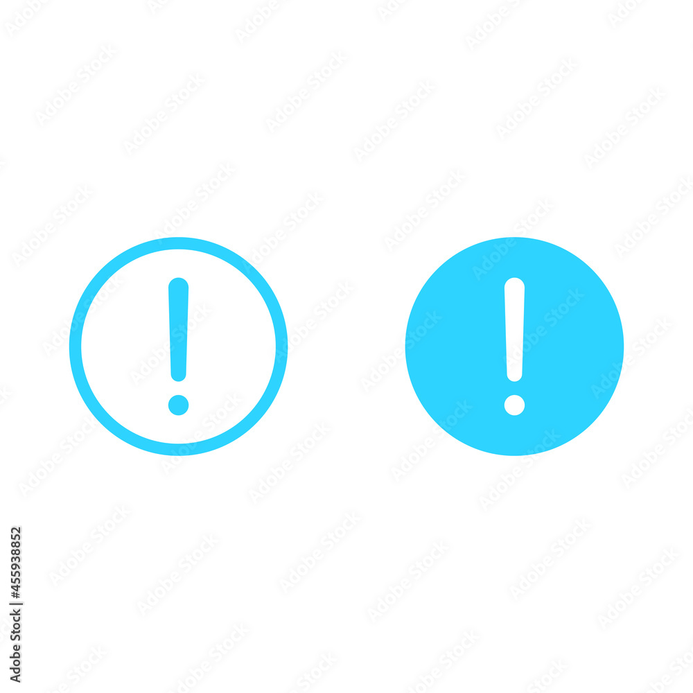 Blue exclamation mark icon. Hazard warning symbol Blue exclamation mark icon. Hazard warning symbol