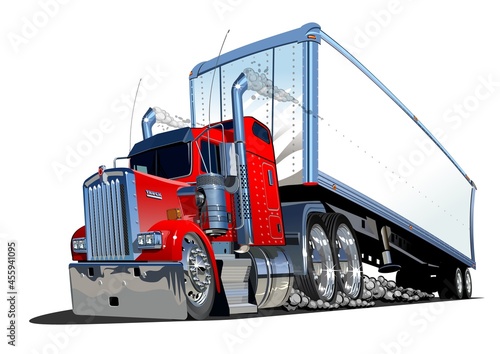 Cartoon cargo semi truck isolated on white background