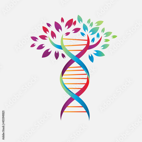 helix dna tree logo design vector icon simple sign nature DNA strand icon