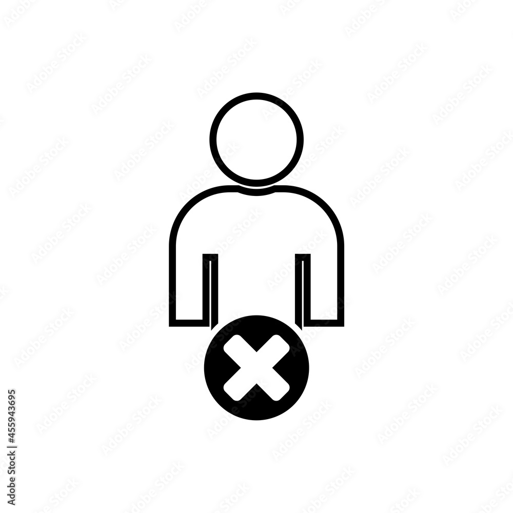 Male user delete icon isolated on white background Male user delete icon isolated on white background