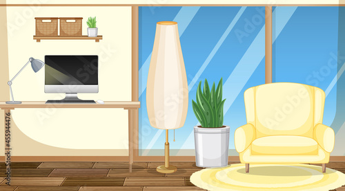 Living room interior design with furniture