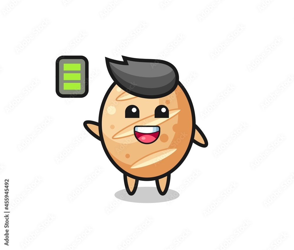 french bread mascot character with energetic gesture french bread mascot character with energetic gesture