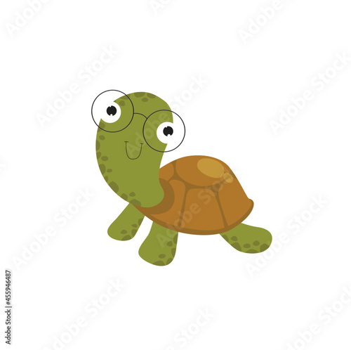 Funny vector turtle. Cartoon character. Little cartoon turtle