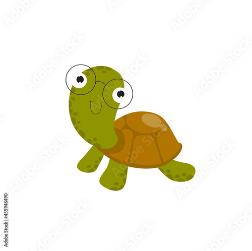 Funny vector turtle. Cartoon character. Little cartoon turtle