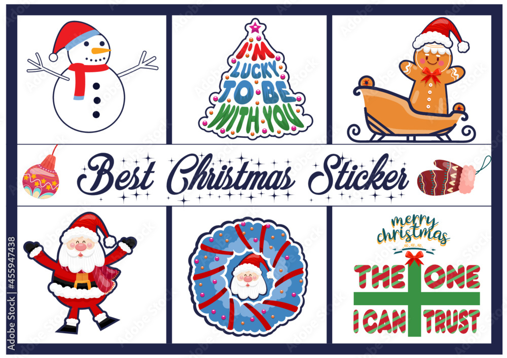 Fototapeta premium Best Christmas Sticker Bundle Design 
