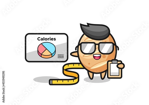 Illustration of french bread mascot as a dietitian