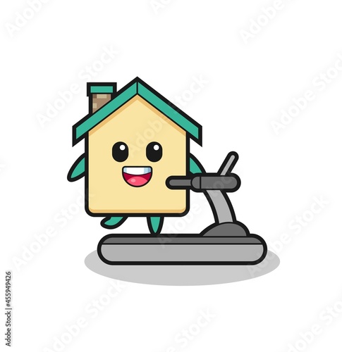 house cartoon character walking on the treadmill