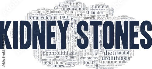 Kidney Stones vector illustration word cloud isolated on a white background.