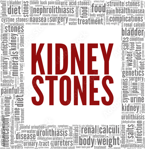 Kidney Stones vector illustration word cloud isolated on a white background.