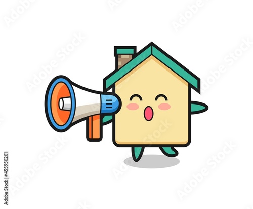 house character illustration holding a megaphone