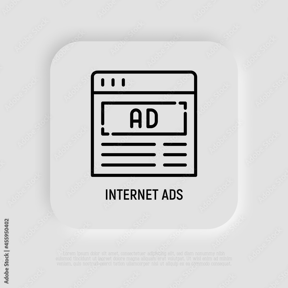 Fotografie Internet marketing, e-commerce, SMM management thin line icon