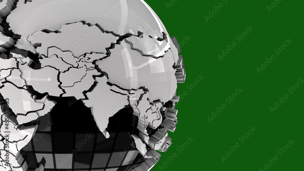 World. Globe Earth rotation.On the left side of the screen.World map 3D ...