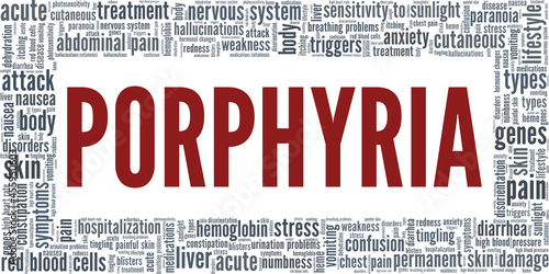 Porphyria vector illustration word cloud isolated on a white background.