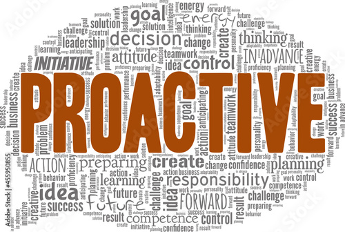 Proactive Behavior vector illustration word cloud isolated on a white background.