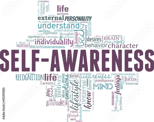 Self-Awareness vector illustration word cloud isolated on a white background.