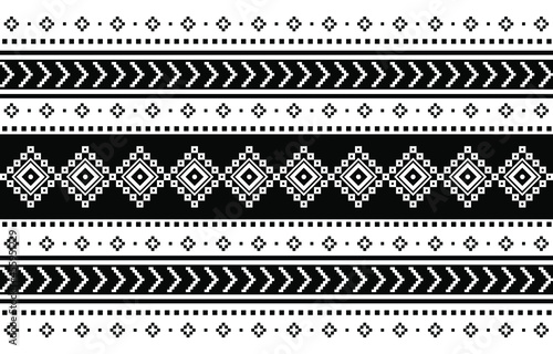 Geometric ethnic oriental seamless pattern traditional Design for background,carpet,wallpaper.clothing,wrapping,Batik fabric,Vector illustration.embroidery style - Sadu, sadou, sadow or sado
