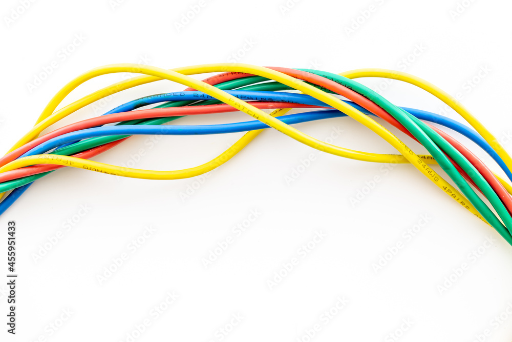 Multicolored computer cables and internet wires Multicolored computer cables and internet wires