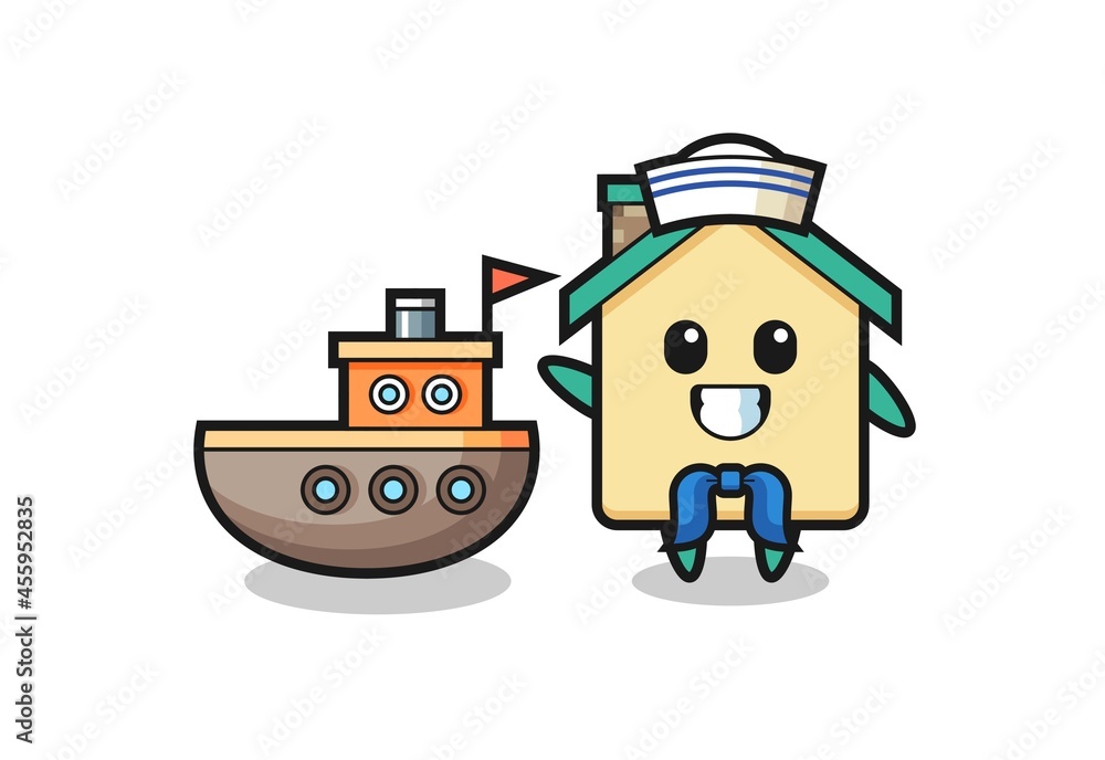 Character mascot of house as a sailor man