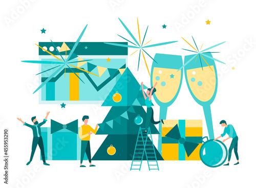 Year and Christmas with colleagues in the office