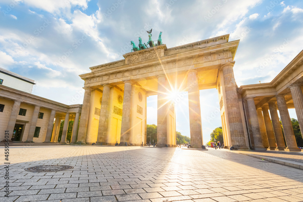 Berlin, Germany. Sunlight passes through the Brandenburg gate 