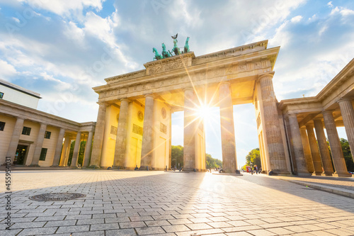 Berlin, Germany. Sunlight passes through the Brandenburg gate 
