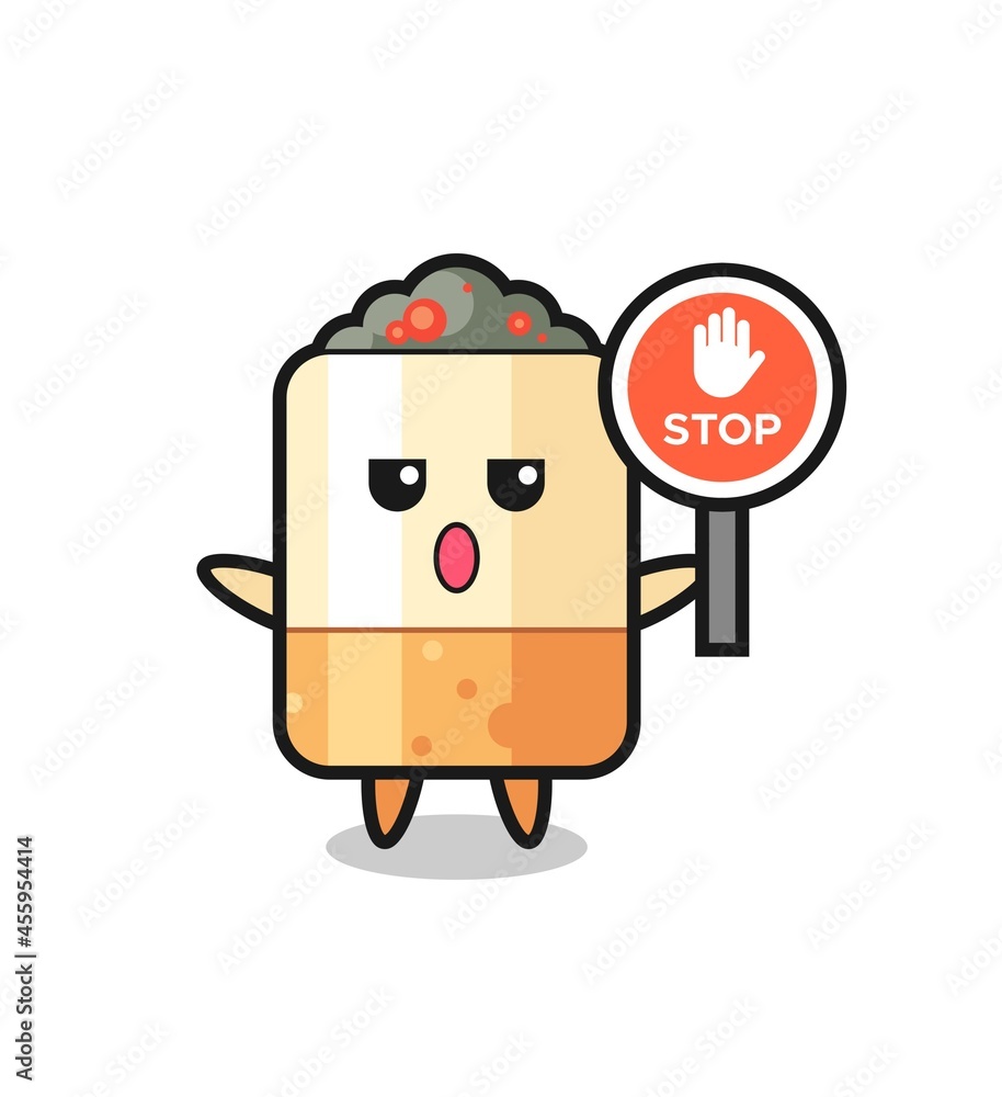 cigarette character illustration holding a stop sign cigarette character illustration holding a stop sign