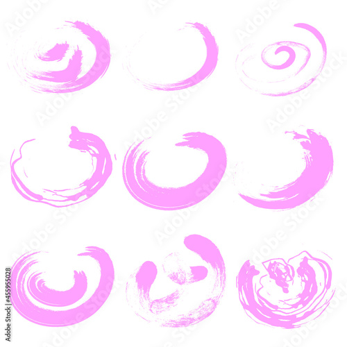 Vector abstract pink brush strokes. hand drawn round brush strokes for web design