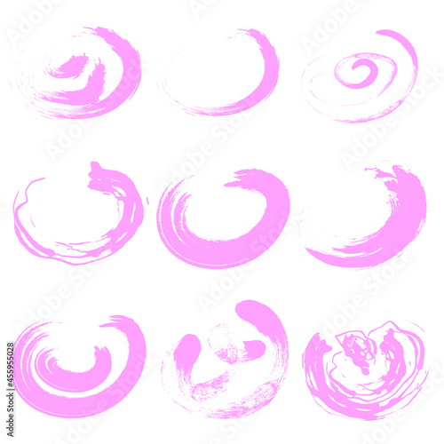 Vector abstract pink brush strokes. hand drawn round brush strokes for web design

