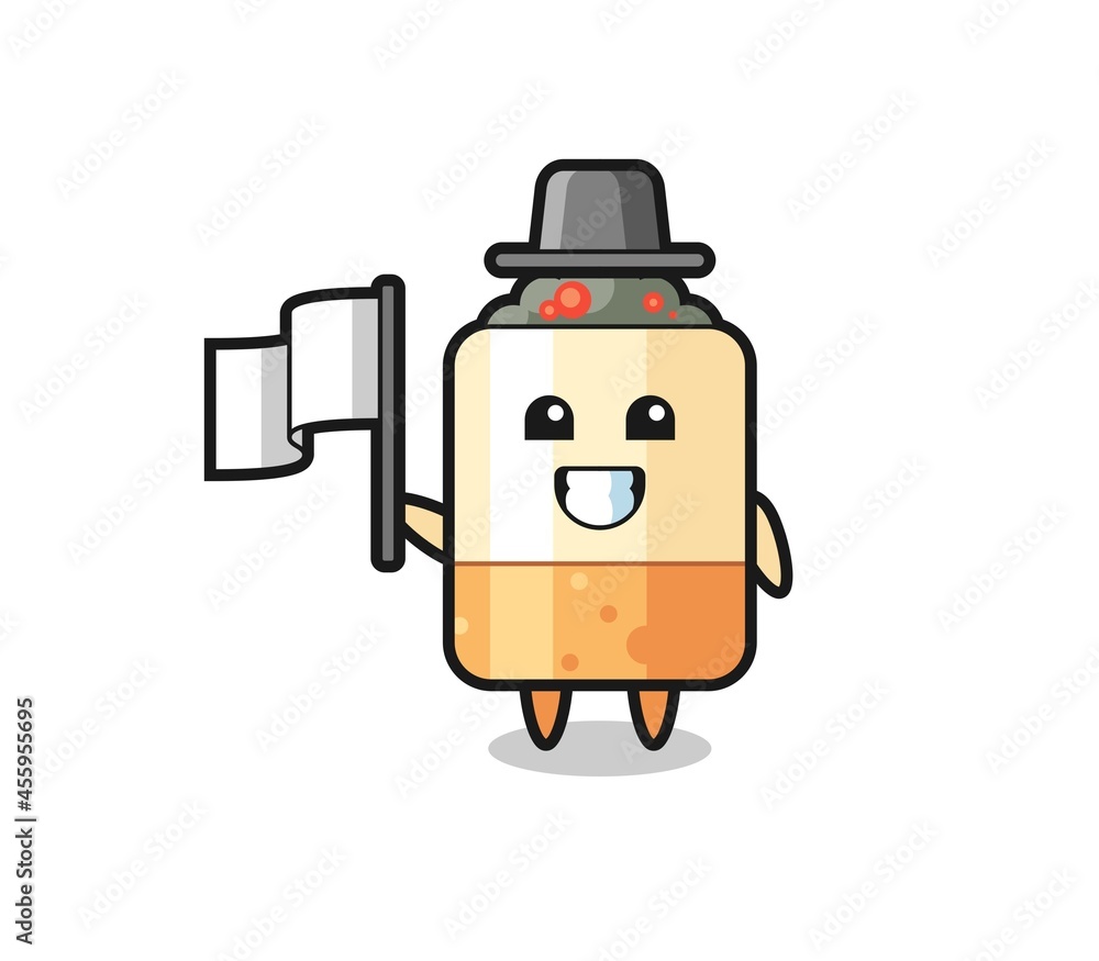 Cartoon character of cigarette holding a flag Cartoon character of cigarette holding a flag