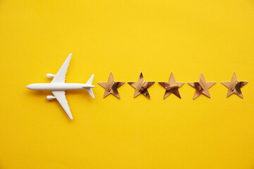Airplane vacation travel 5 star rating passenger experience background