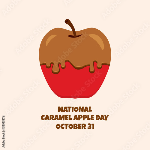 National Caramel Apple Day vector. Red apple dipped in caramel icon vector. October 31, important day