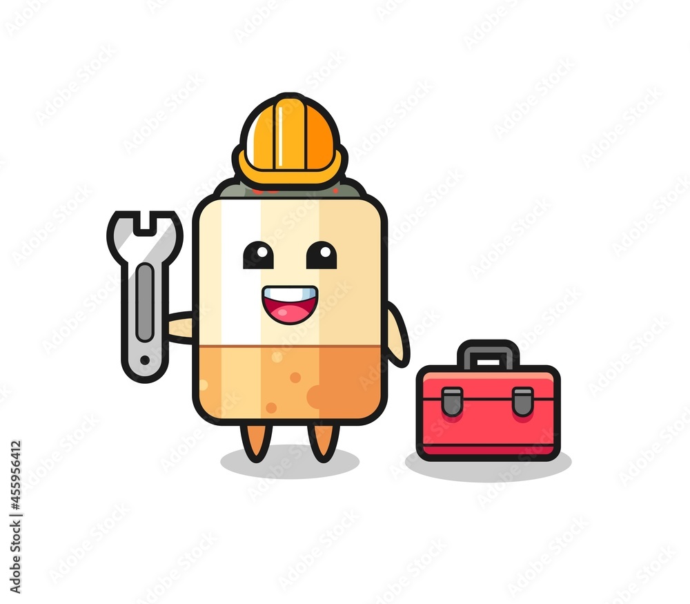 Mascot cartoon of cigarette as a mechanic Mascot cartoon of cigarette as a mechanic