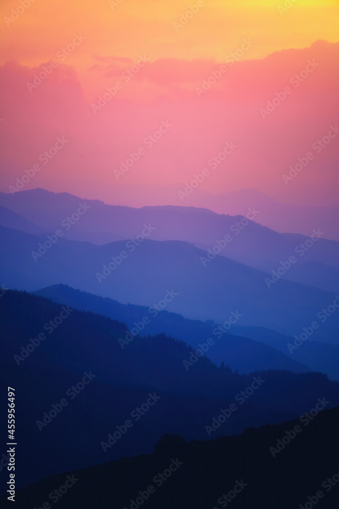 sunset in the Almaty mountains