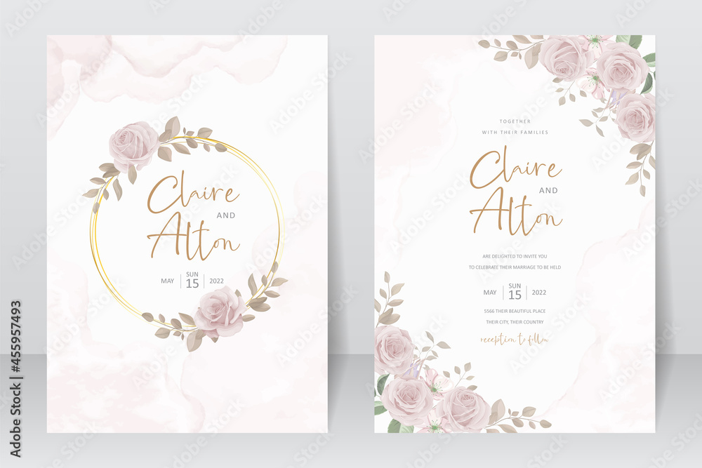 Beautiful flower wedding invitation card template