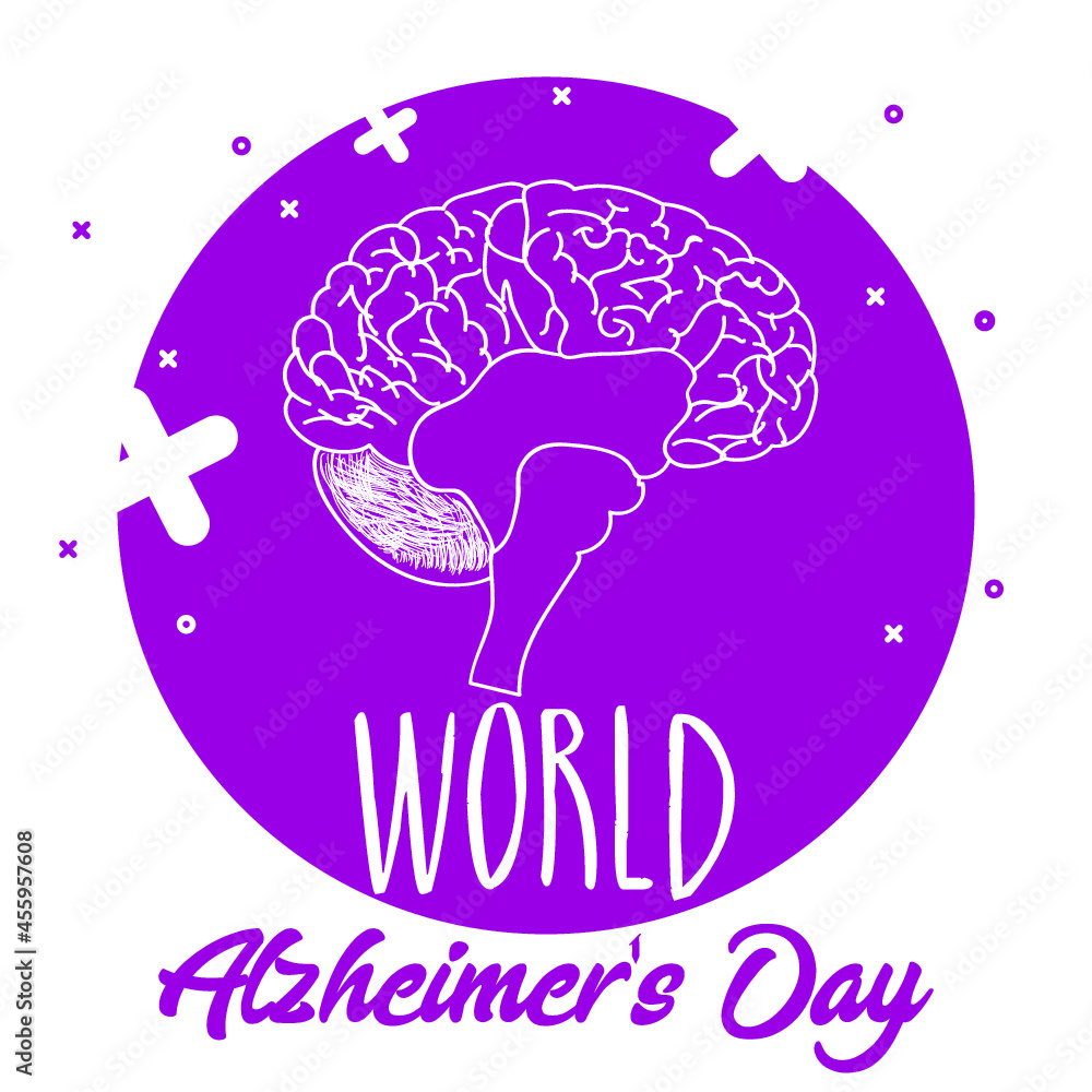 World Alzheimer's Day Typography with Brain. Vector Illustration World Alzheimer's Day Typography with Brain. Vector Illustration