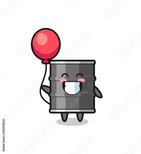 oil drum mascot illustration is playing balloon